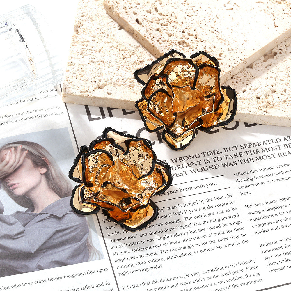 Golden Blossom Rose Earrings