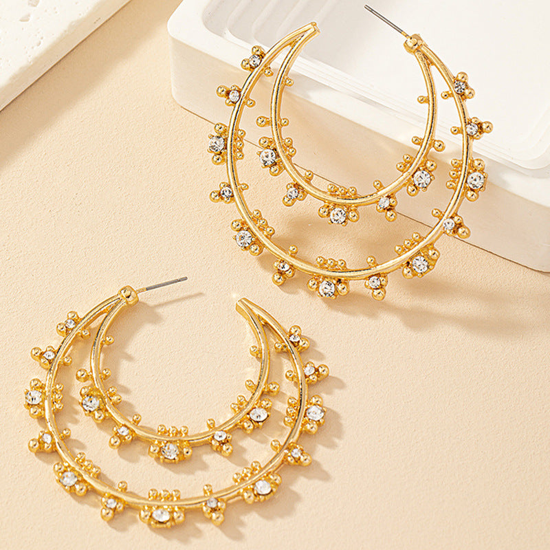 Golden Moonlight Rhinestone Earrings