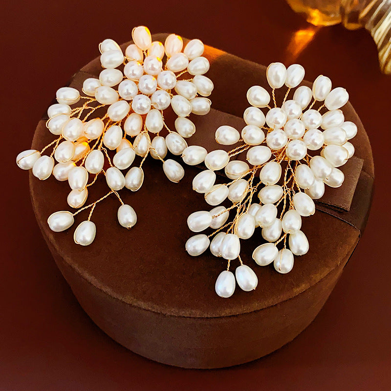 Pearl Fireworks Drop Earrings- White/Gold