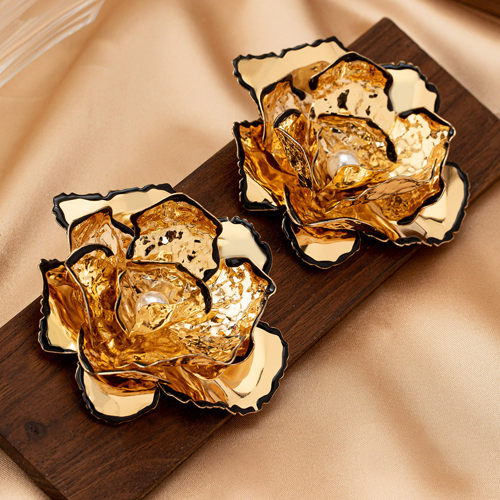 Golden Blossom Rose Earrings