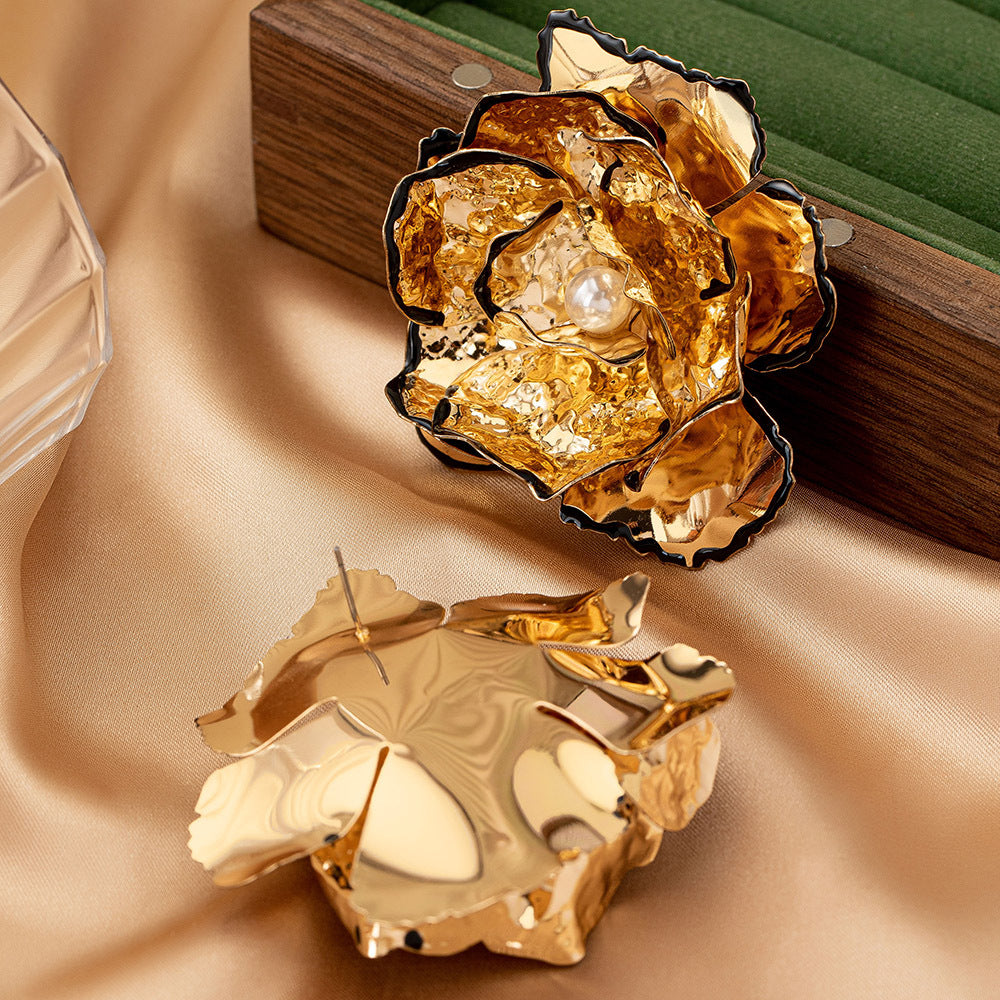 Golden Blossom Rose Earrings