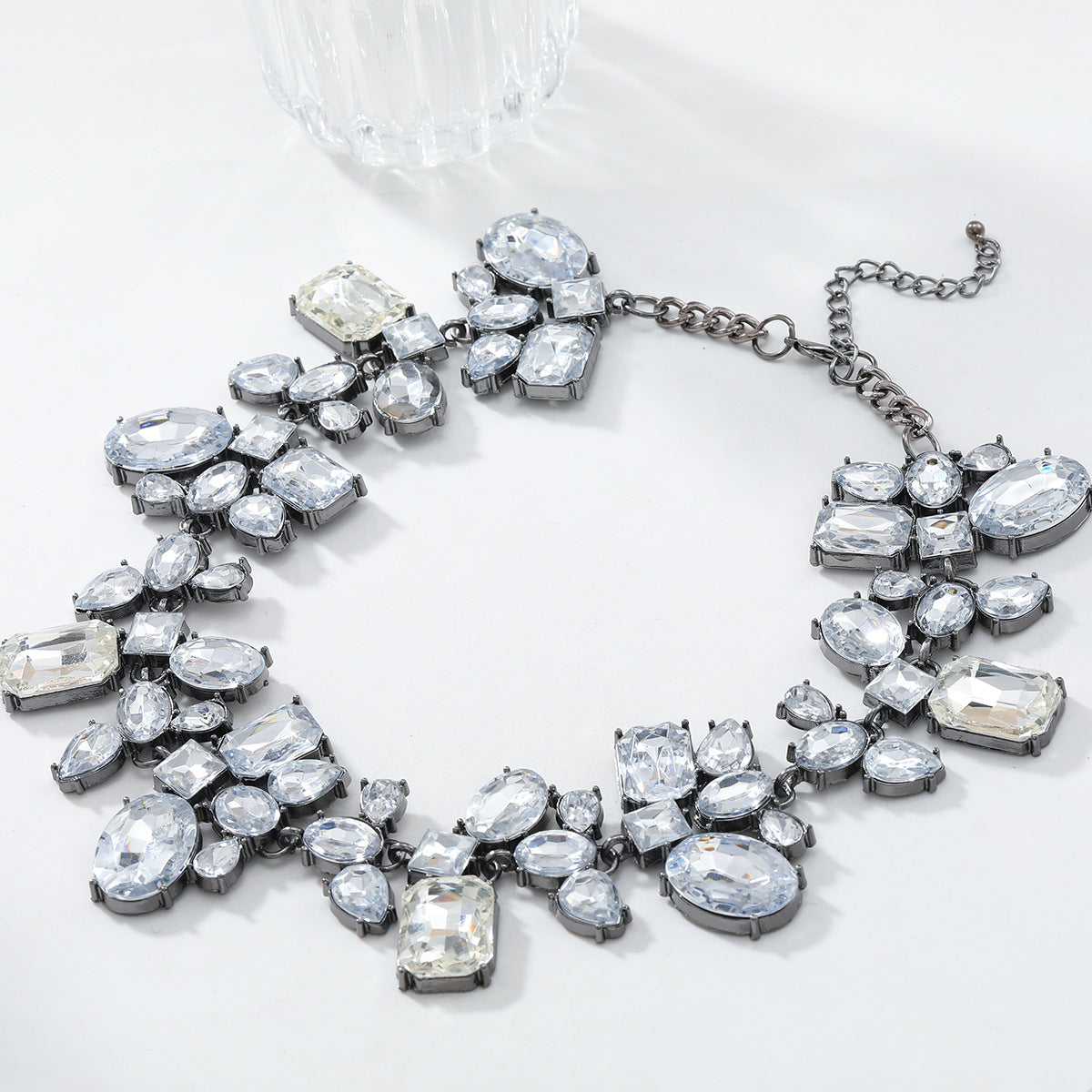 Luxury Rhinestone Dark Silver Choker