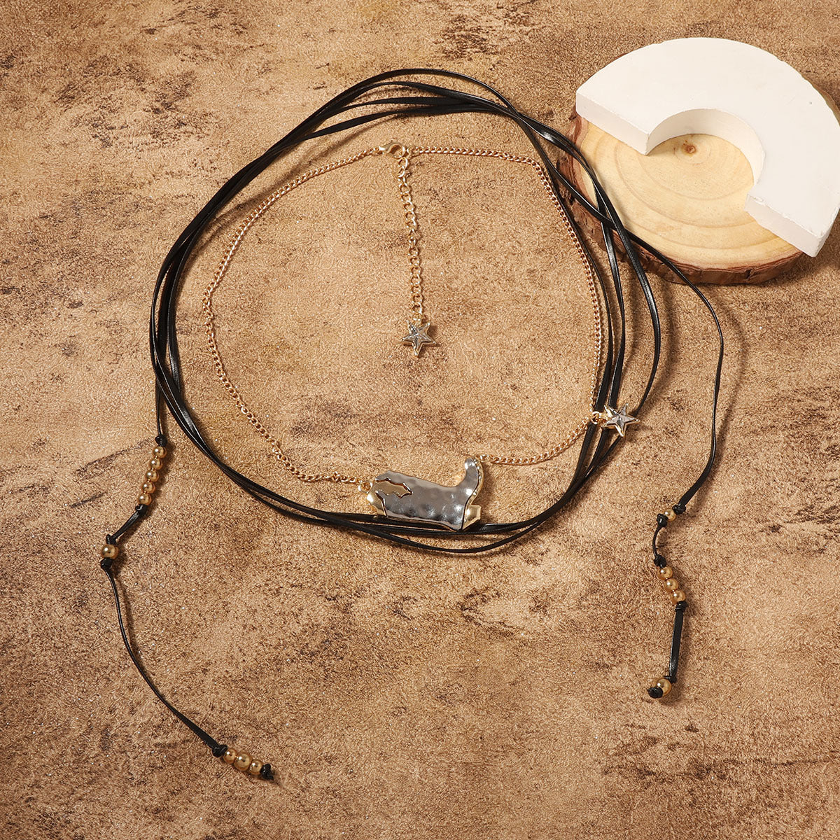 Multi Layer Cowgirl Boots Necklace