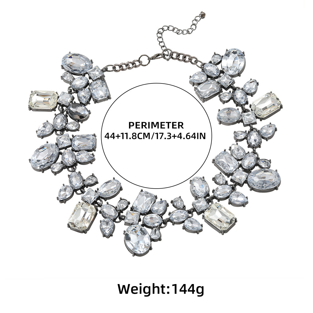 Luxury Rhinestone Dark Silver Choker