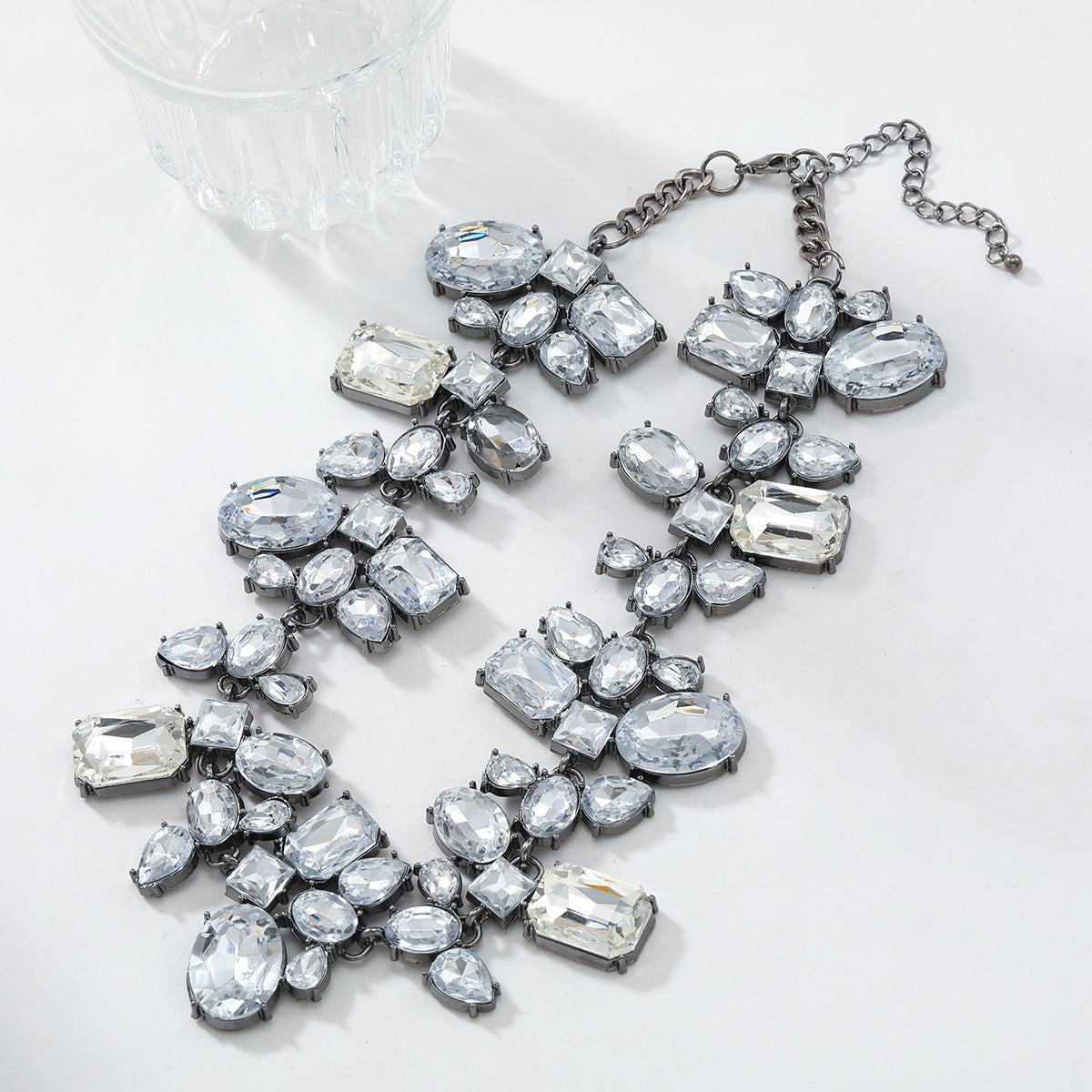 Luxury Rhinestone Dark Silver Choker