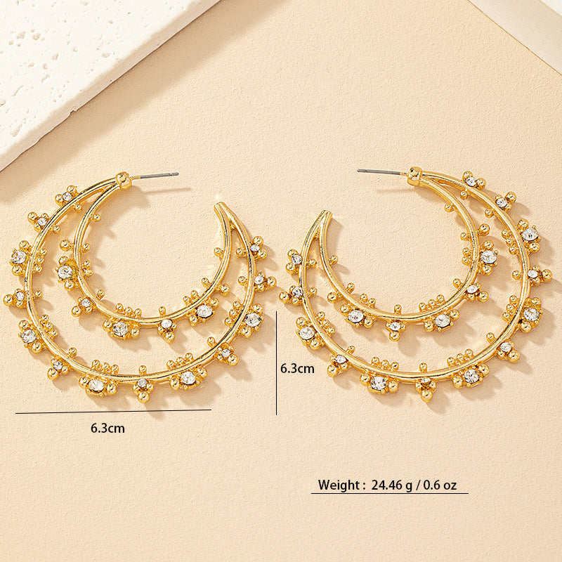 Golden Moonlight Rhinestone Earrings