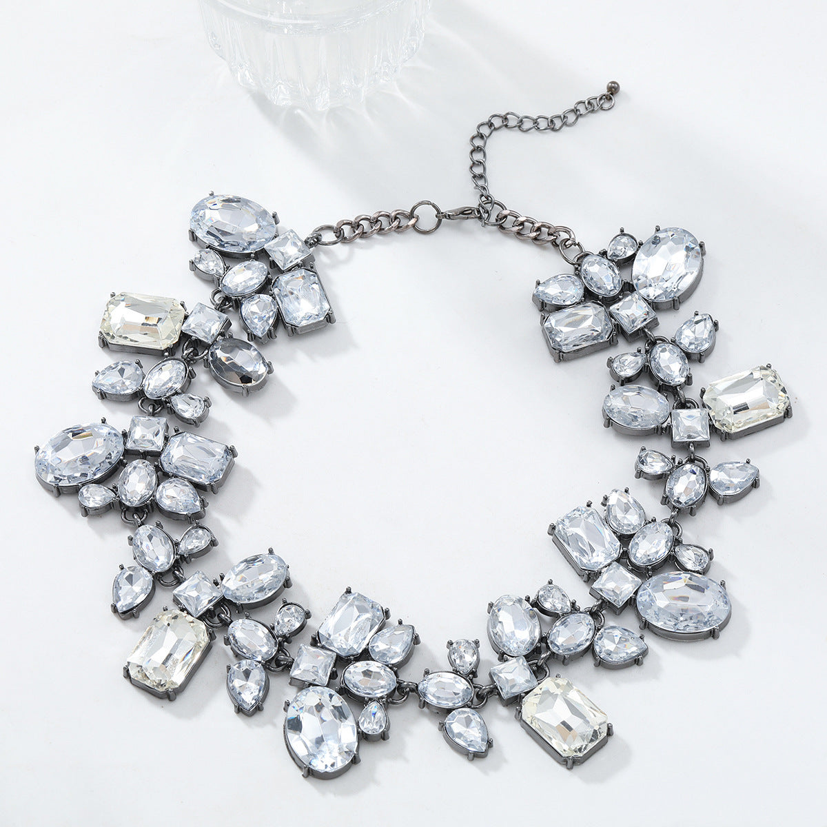 Luxury Rhinestone Dark Silver Choker