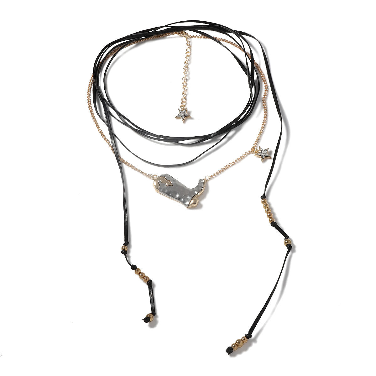 Multi Layer Cowgirl Boots Necklace