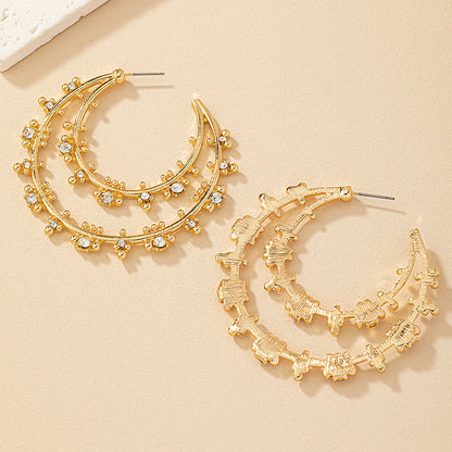 Golden Moonlight Rhinestone Earrings