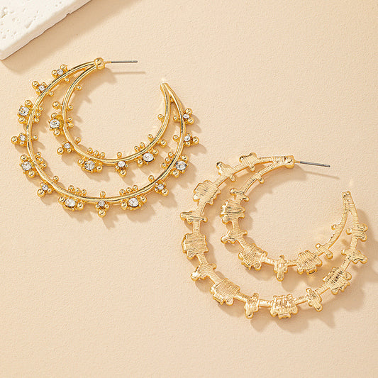 Golden Moonlight Rhinestone Earrings