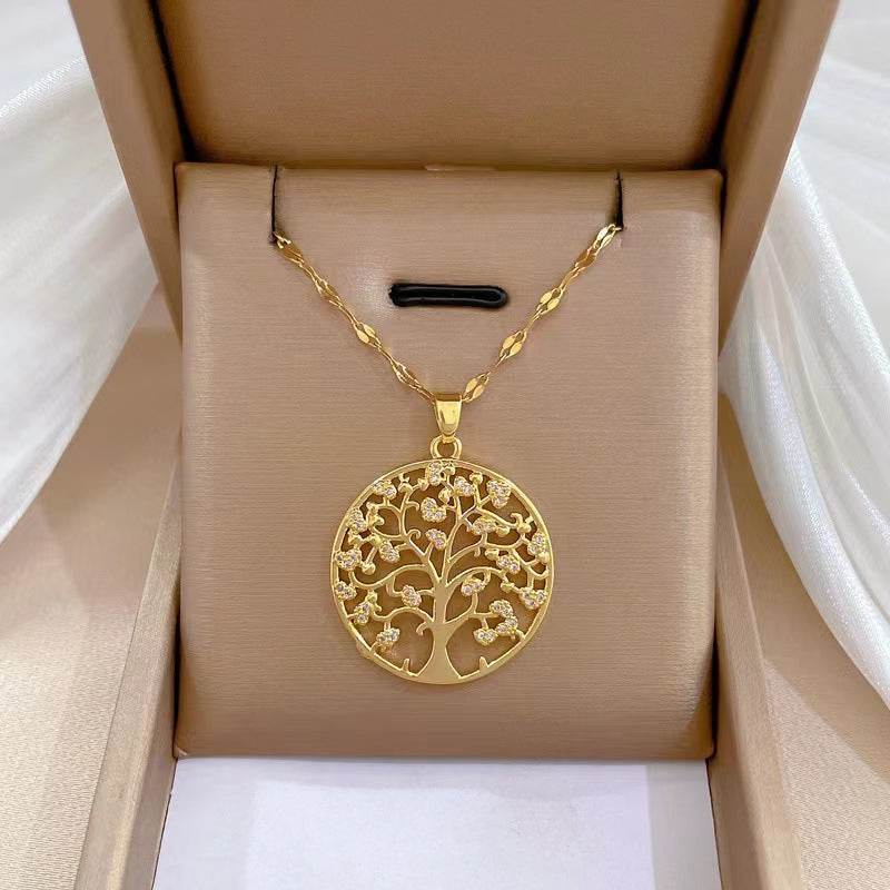 Golden Tree Of Life Large Pendant Necklace