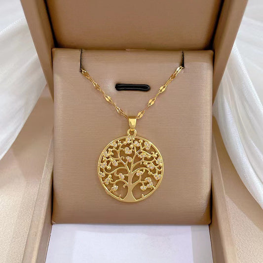 Golden Tree Of Life Large Pendant Necklace
