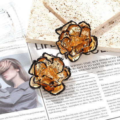 Golden Blossom Rose Earrings