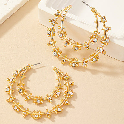 Golden Moonlight Rhinestone Earrings