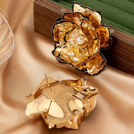 Golden Blossom Rose Earrings