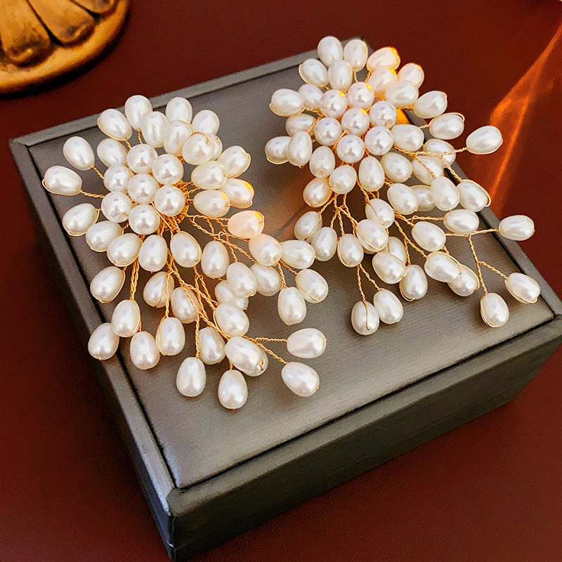 Pearl Fireworks Drop Earrings- White/Gold