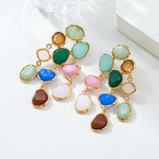 Multi-colour Irregular Oval Earrings