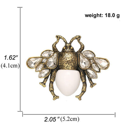 Golden/White Embellished Insect Brooch