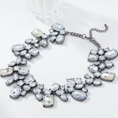 Luxury Rhinestone Dark Silver Choker