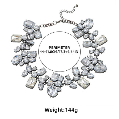 Luxury Rhinestone Dark Silver Choker