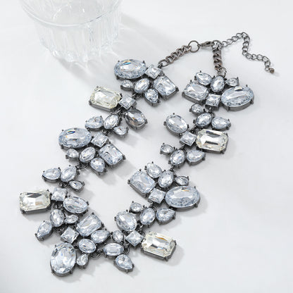 Luxury Rhinestone Dark Silver Choker