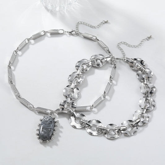 Silver Cuban Resin pendant Necklace(Single Chain)
