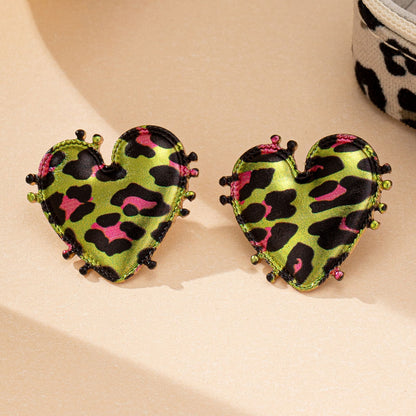 Golden Leaopard Heart Earrings
