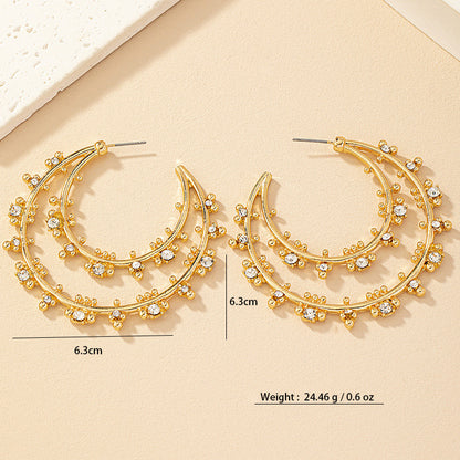 Golden Moonlight Rhinestone Earrings