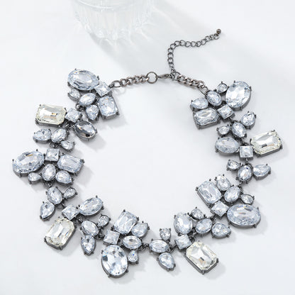 Luxury Rhinestone Dark Silver Choker