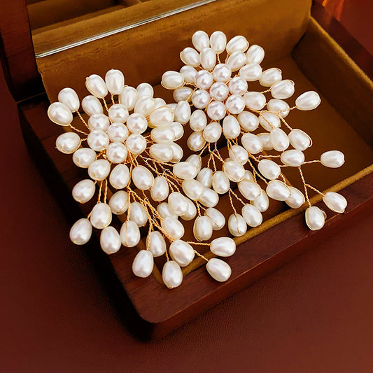 Pearl Fireworks Drop Earrings- White/Gold